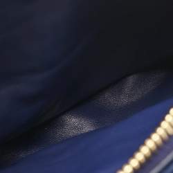 Pre Owned Miu Miu Blue Matelassé Leather Double Zip Tote