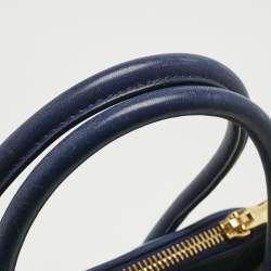 Pre Owned Miu Miu Blue Matelassé Leather Double Zip Tote