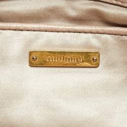 Pre Owned Miu Miu Light Pink Matelasse Leather Bow Tote