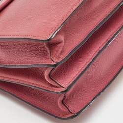 Pre Owned Miu Miu Rose Pink Madras Leather Pushlock Top Handle Bag