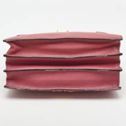 Pre Owned Miu Miu Rose Pink Madras Leather Pushlock Top Handle Bag