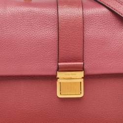 Pre Owned Miu Miu Rose Pink Madras Leather Pushlock Top Handle Bag