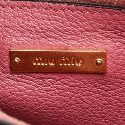 Pre Owned Miu Miu Rose Pink Madras Leather Pushlock Top Handle Bag