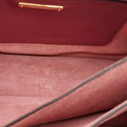 Pre Owned Miu Miu Rose Pink Madras Leather Pushlock Top Handle Bag