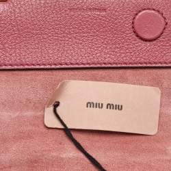 Pre Owned Miu Miu Rose Pink Madras Leather Pushlock Top Handle Bag
