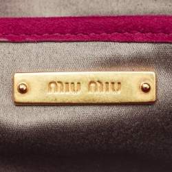Pre Owned Miu Miu Magenta Suede Pleated Crossbody Bag