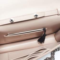 Pre Owned Miu Miu Beige Satin Crystals Embellished Chain Shoulder Bag