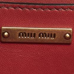 Pre Owned Miu Miu Red/Black Snakeskin Crystals Embellished Flap Tote