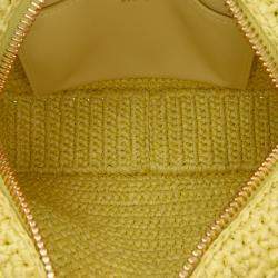 Pre Owned Miu Miu Yellow Raffia Crochet Arcadie Top Handle Bag