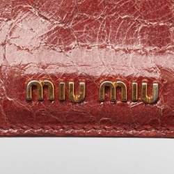 Pre Owned Miu Miu Brown Crackle Leather Card Holder