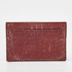 Pre Owned Miu Miu Brown Crackle Leather Card Holder