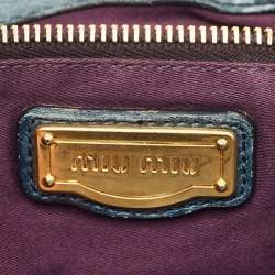 Pre Owned Miu Miu Navy Blue Matelasse Lux Leather Small Coffer Hobo