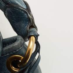 Pre Owned Miu Miu Navy Blue Matelasse Lux Leather Small Coffer Hobo