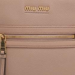 Pre Owned Miu Miu Beige Leather Shoulder Bag