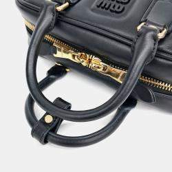 Pre Owned Miu Miu Black Leather Arcadi Tote and Crossbody Bag