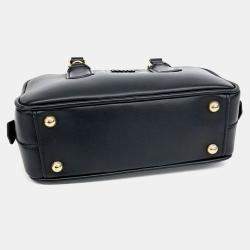 Pre Owned Miu Miu Black Leather Arcadi Tote and Crossbody Bag