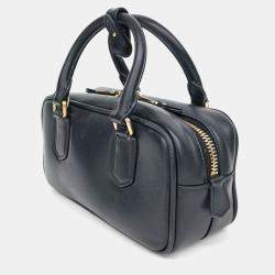 Pre Owned Miu Miu Black Leather Arcadi Tote and Crossbody Bag
