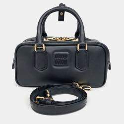 Pre Owned Miu Miu Black Leather Arcadi Tote and Crossbody Bag