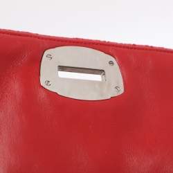 Pre Owned Miu Miu Red Matelassé Nappa Leather Crystal Shoulder Bag