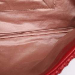 Pre Owned Miu Miu Red Matelassé Nappa Leather Crystal Shoulder Bag