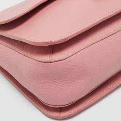 Pre Owned Miu Miu Light Pink Leather Pushlock Flap Top Handle Bag