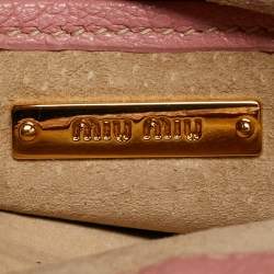 Pre Owned Miu Miu Light Pink Leather Pushlock Flap Top Handle Bag
