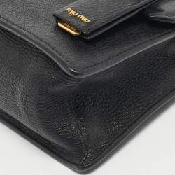 Pre Owned Miu Miu Black Madras Leather Mini Bandoliera Top Handle Bag