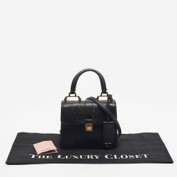 Pre Owned Miu Miu Black Madras Leather Mini Bandoliera Top Handle Bag