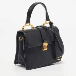 Pre Owned Miu Miu Black Madras Leather Mini Bandoliera Top Handle Bag