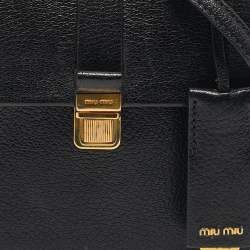 Pre Owned Miu Miu Black Madras Leather Mini Bandoliera Top Handle Bag