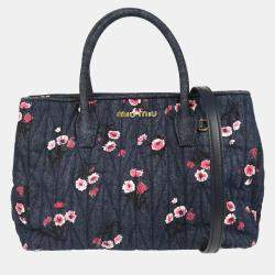 Pre Owned Miu Miu Matelasse Navy Denim Tote Bag