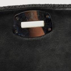 Pre Owned Miu Miu Black Matelassé Leather Crystals Chain Shoulder Bag