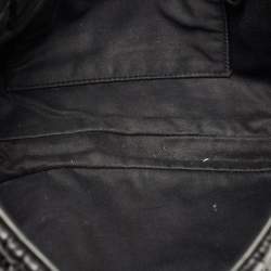 Pre Owned Miu Miu Black Matelassé Leather Crystals Chain Shoulder Bag