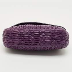 Pre Owned Miu Miu Purple Matelasse Leather Crystal Chain Flap Shoulder Bag