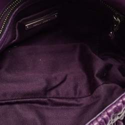 Pre Owned Miu Miu Purple Matelasse Leather Crystal Chain Flap Shoulder Bag