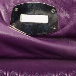 Pre Owned Miu Miu Purple Matelasse Leather Crystal Chain Flap Shoulder Bag