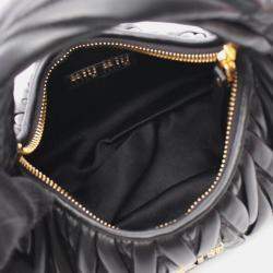 Pre Owned Miu Miu Miu Wonder Matelasse Black Leather Hobo Bag