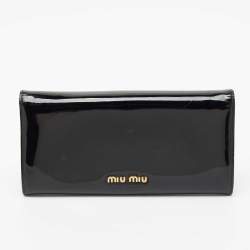 Pre Owned Miu Miu Black Patent Leather Bow Continental Wallet