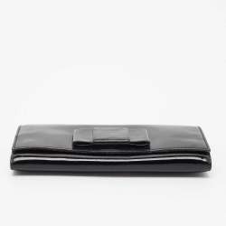 Pre Owned Miu Miu Black Patent Leather Bow Continental Wallet