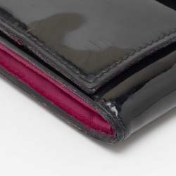 Pre Owned Miu Miu Black Patent Leather Bow Continental Wallet