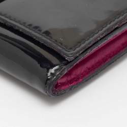 Pre Owned Miu Miu Black Patent Leather Bow Continental Wallet