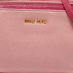 Pre Owned حقيبة كاميرا كروس بدي ميو ميو جلد وردي بلونين
