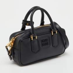 Pre Owned Miu Miu Black Leather Arcadie Satchel