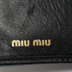Pre Owned Miu Miu Black Matelassé Leather Bifold Card Case