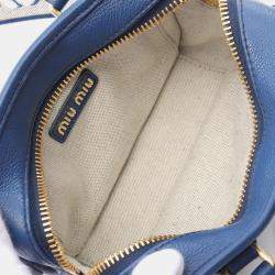 Pre Owned Miu Miu Vit Daino Blue Leather Handbag