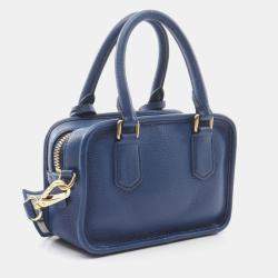 Pre Owned Miu Miu Vit Daino Blue Leather Handbag