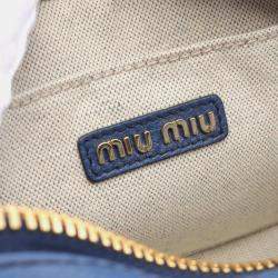 Pre Owned Miu Miu Vit Daino Blue Leather Handbag