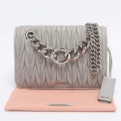 Pre Owned Miu Miu Grey Matelasse Leather Club Shoulder Bag