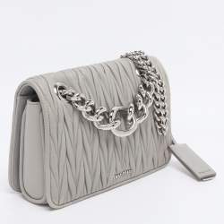 Pre Owned Miu Miu Grey Matelasse Leather Club Shoulder Bag