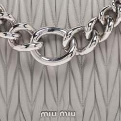 Pre Owned Miu Miu Grey Matelasse Leather Club Shoulder Bag